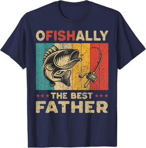 Father's Day Present Funny Fishing Ofishally The Best Father T-Shirt - T-Shirt | Navy
