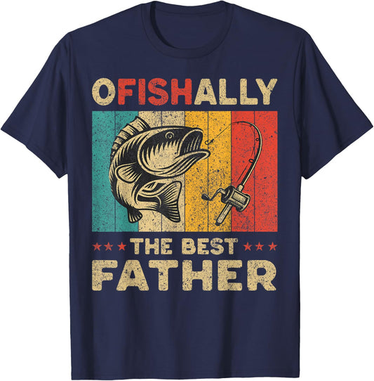 Father's Day Present Funny Fishing Ofishally The Best Father T-Shirt - T-Shirt | Navy