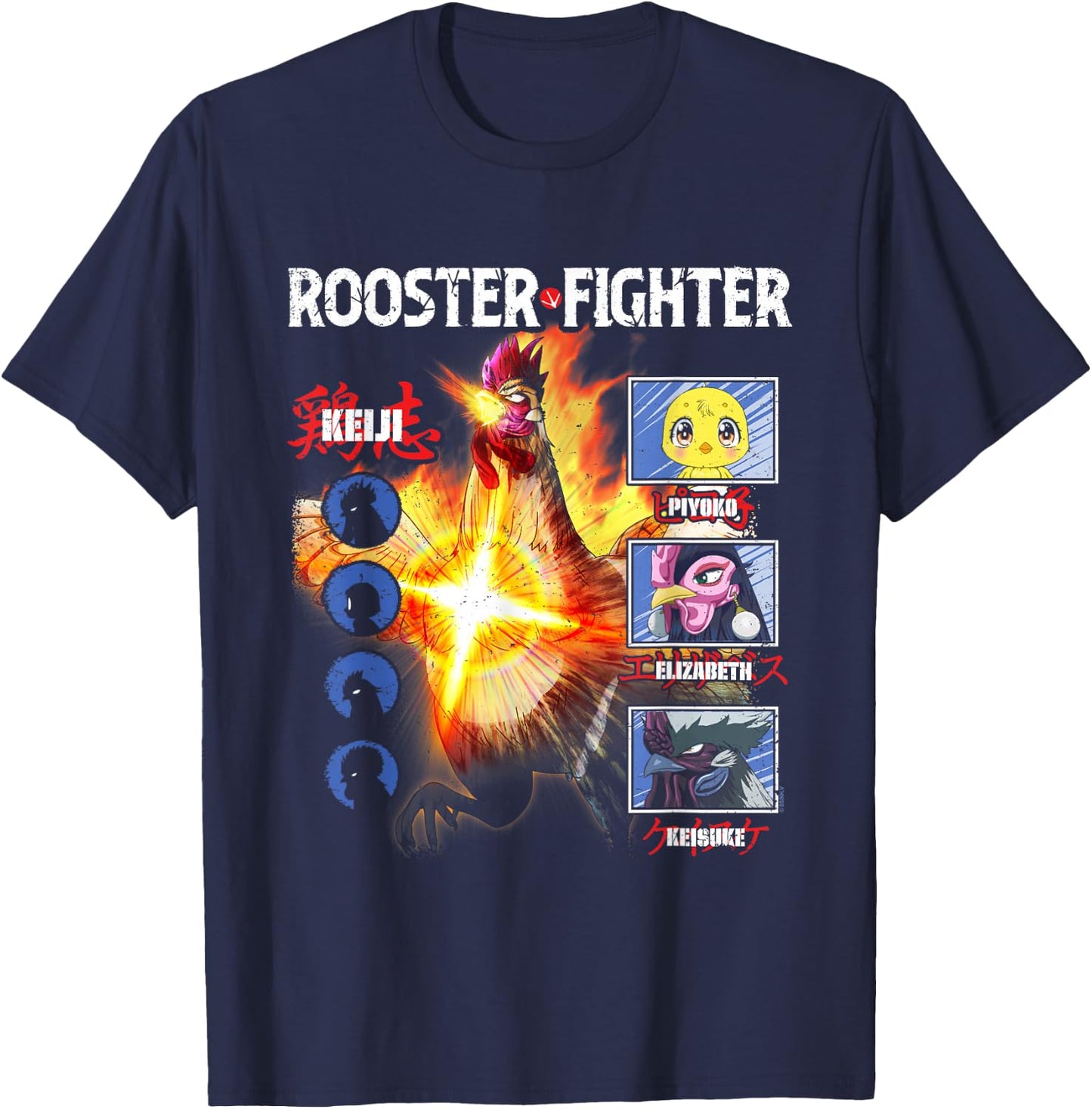 Rooster Fighter Character Breakdown Action Anime T-Shirt - T-Shirt | Navy