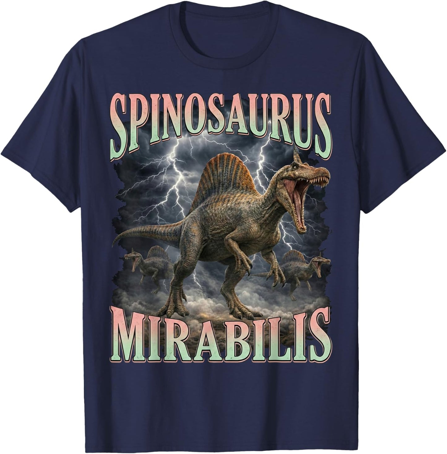 Roaring Spinosaurus Mirabilis Prehistoric Dinosaur T-Shirt - T-Shirt | Navy