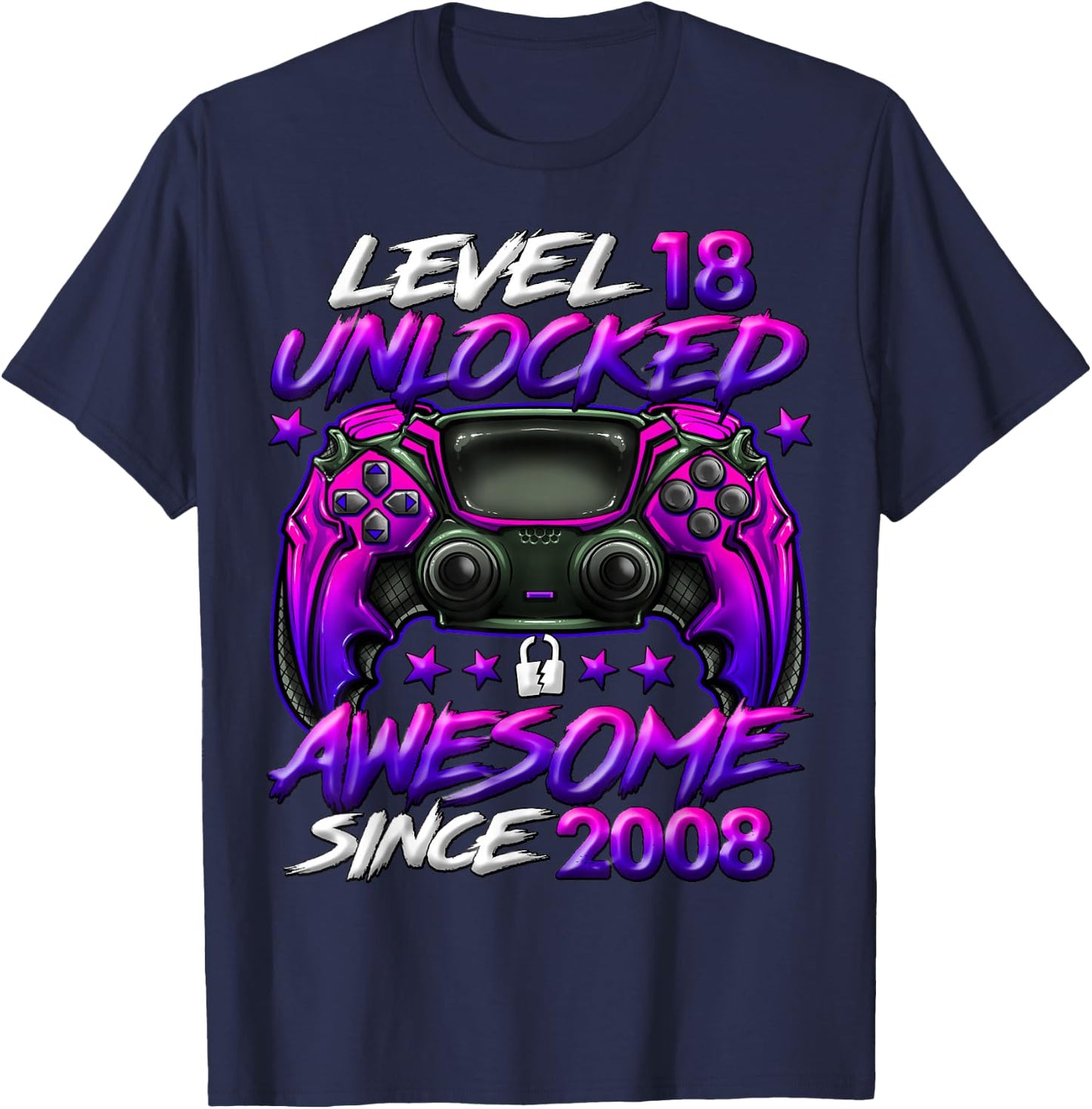 Level 18 Unlocked 18 Year Old Gifts Boys 18th Birthday Boy T-Shirt - T-Shirt | Navy