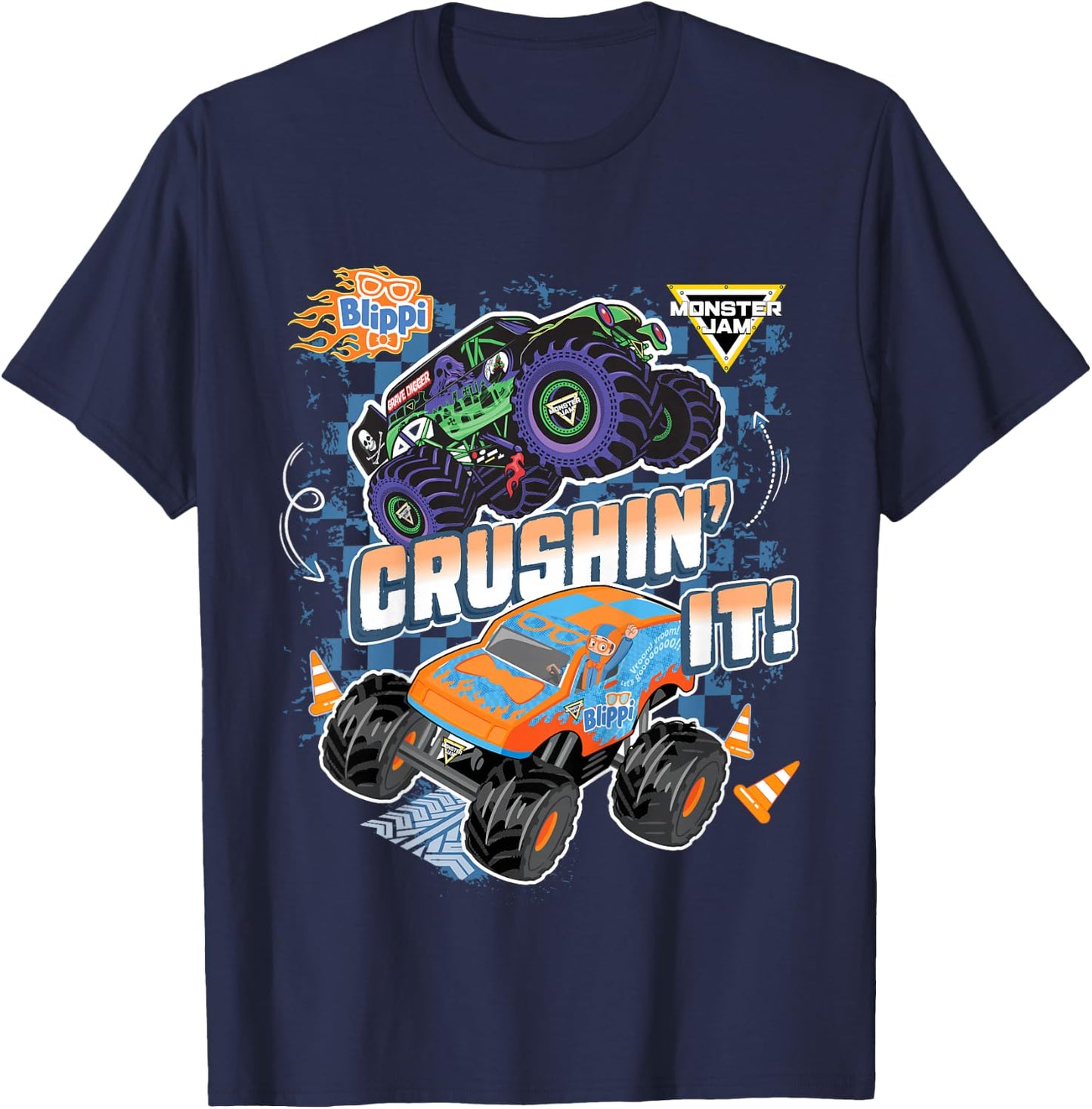 Kids Blippi Grave Digger Crushin' It T-Shirt - T-Shirt | Navy