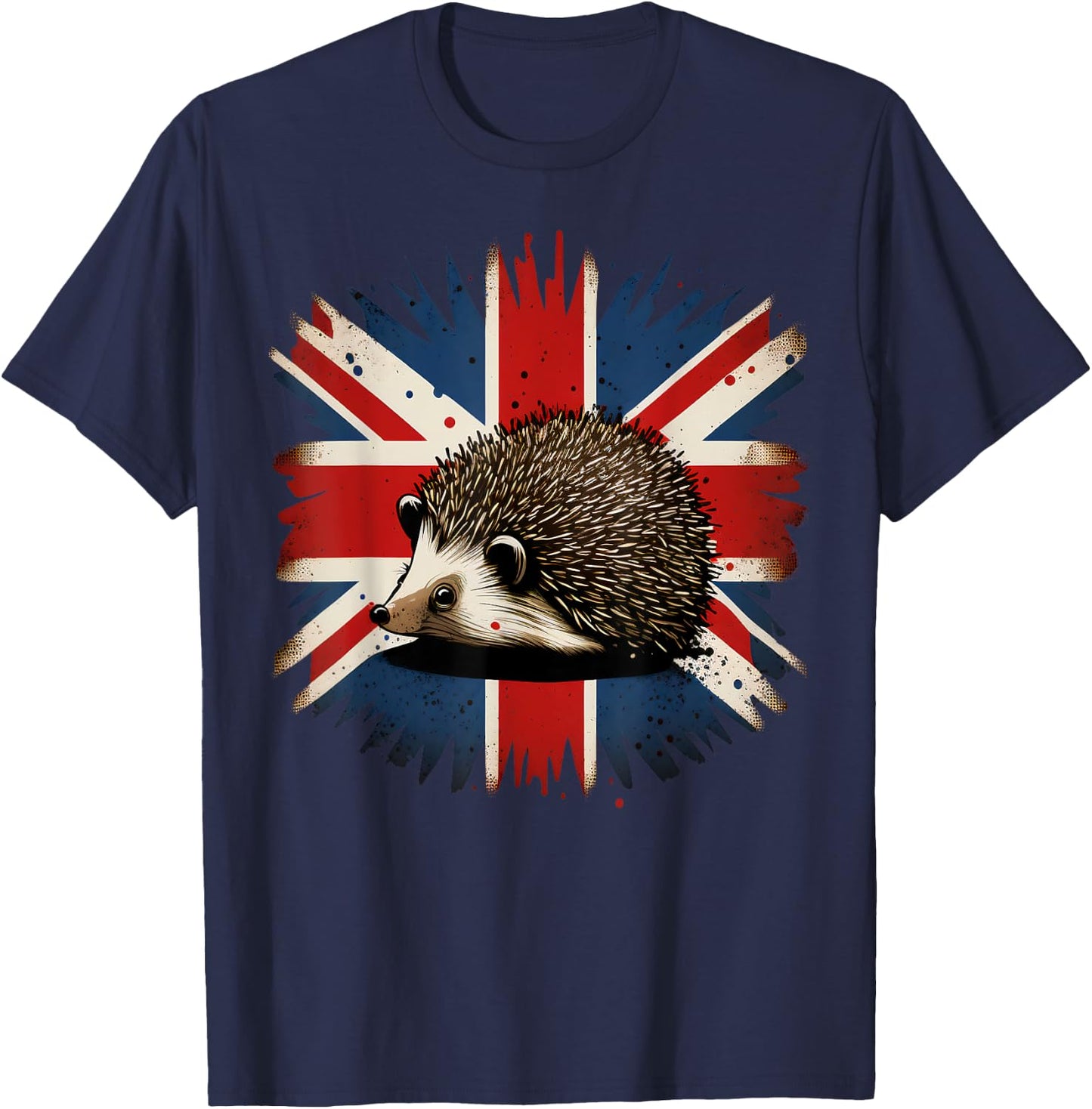 British UK Hedgehog on Great Britain Hedgehog T-Shirt - T-Shirt | Navy