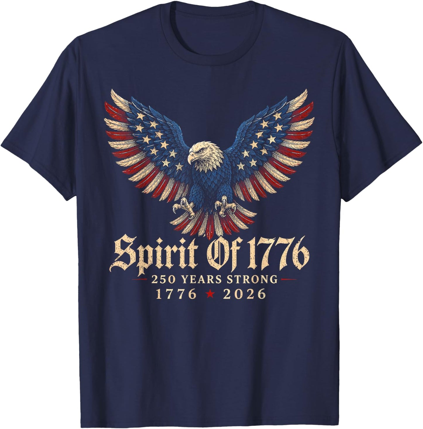1776 2026 Patriotic Eagle American Freedom Anniversary T-Shirt - T-Shirt | Navy