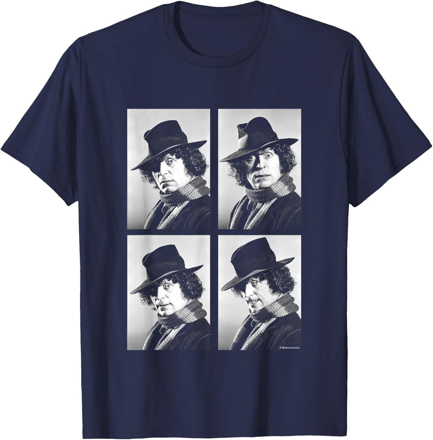 Tom Baker Doctor Who Actor Black & White Portraits T-Shirt - T-Shirt | Navy