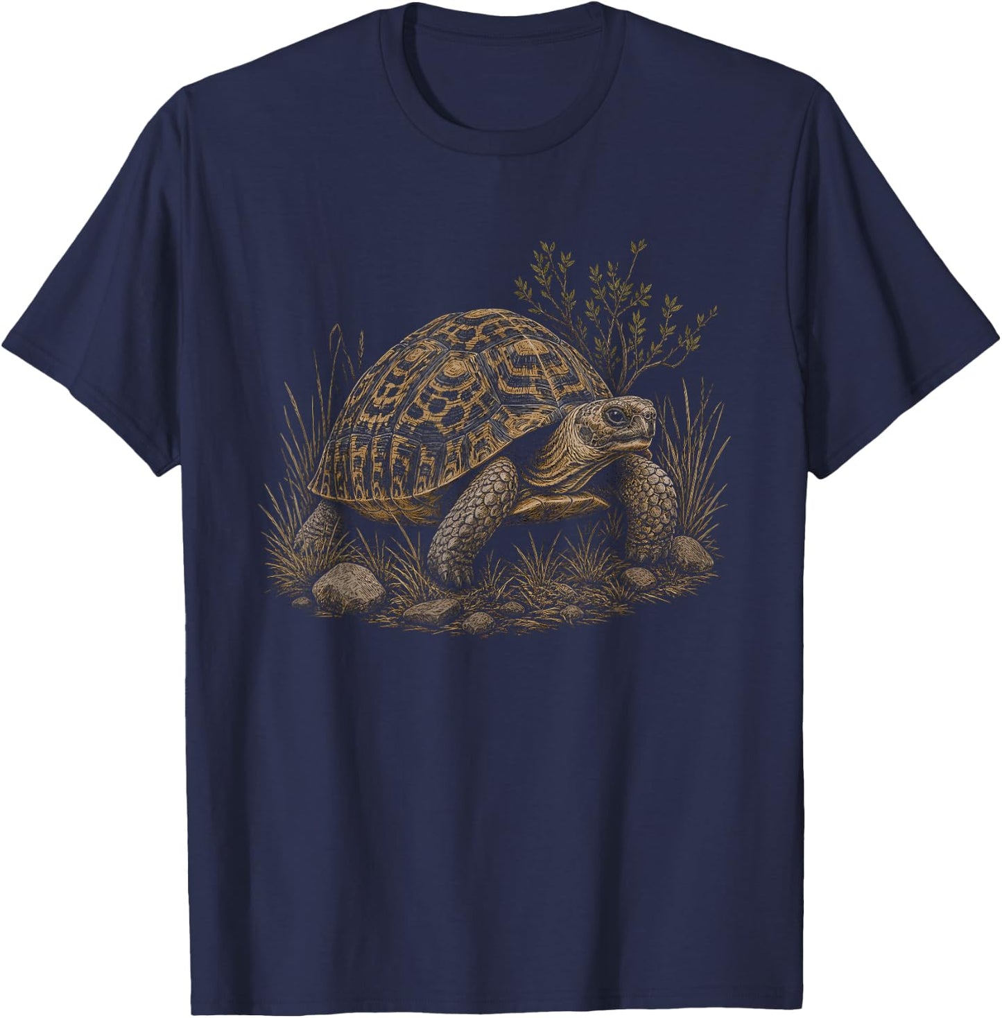 Leopard Tortoise Graphic Artwork Design T-Shirt - T-Shirt | Navy