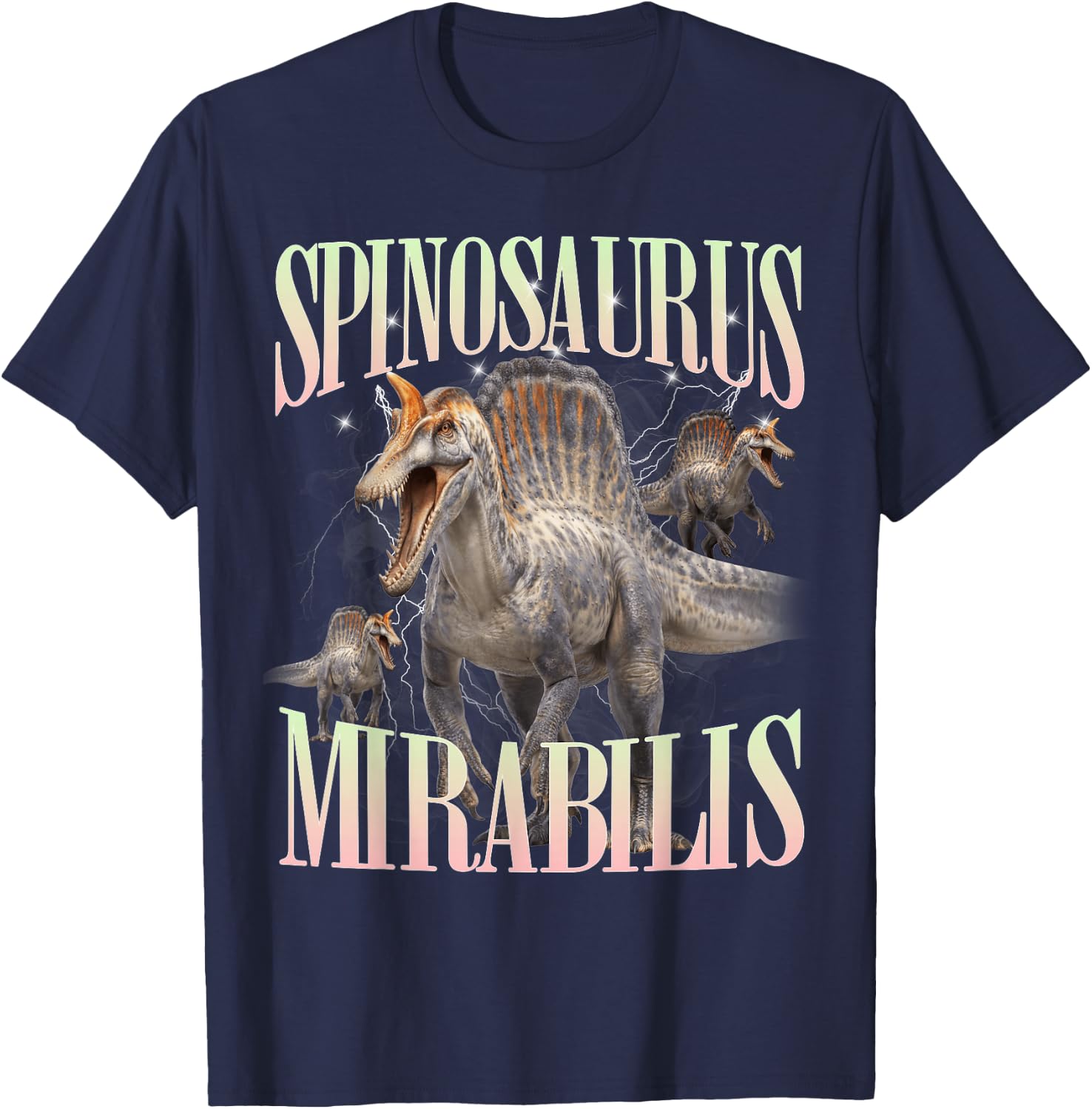 Roaring Spinosaurus Mirabilis Prehistoric Dinosaur T-Shirt - T-Shirt | Navy