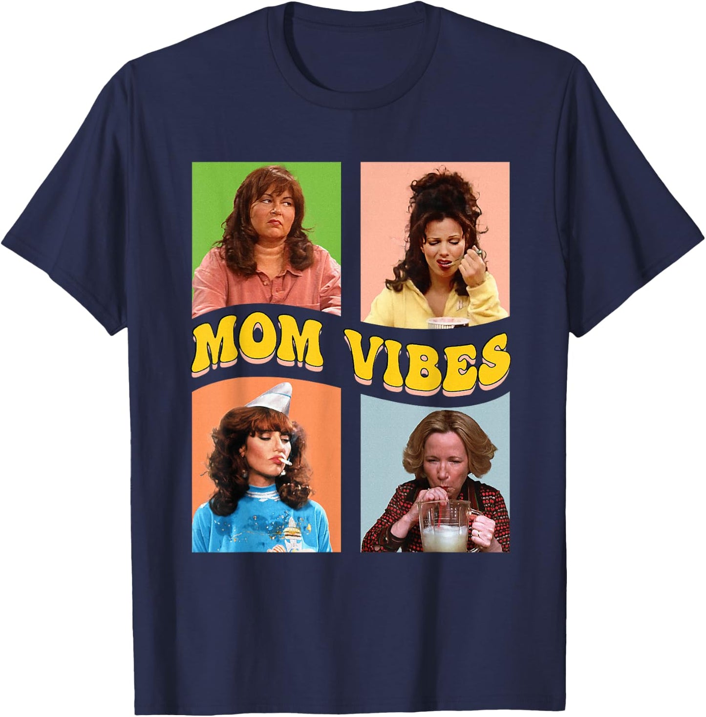 Retro Nineties Mom Vibes Vintage Mother's Day Women's Shirt , black T-Shirt - T-Shirt | Navy
