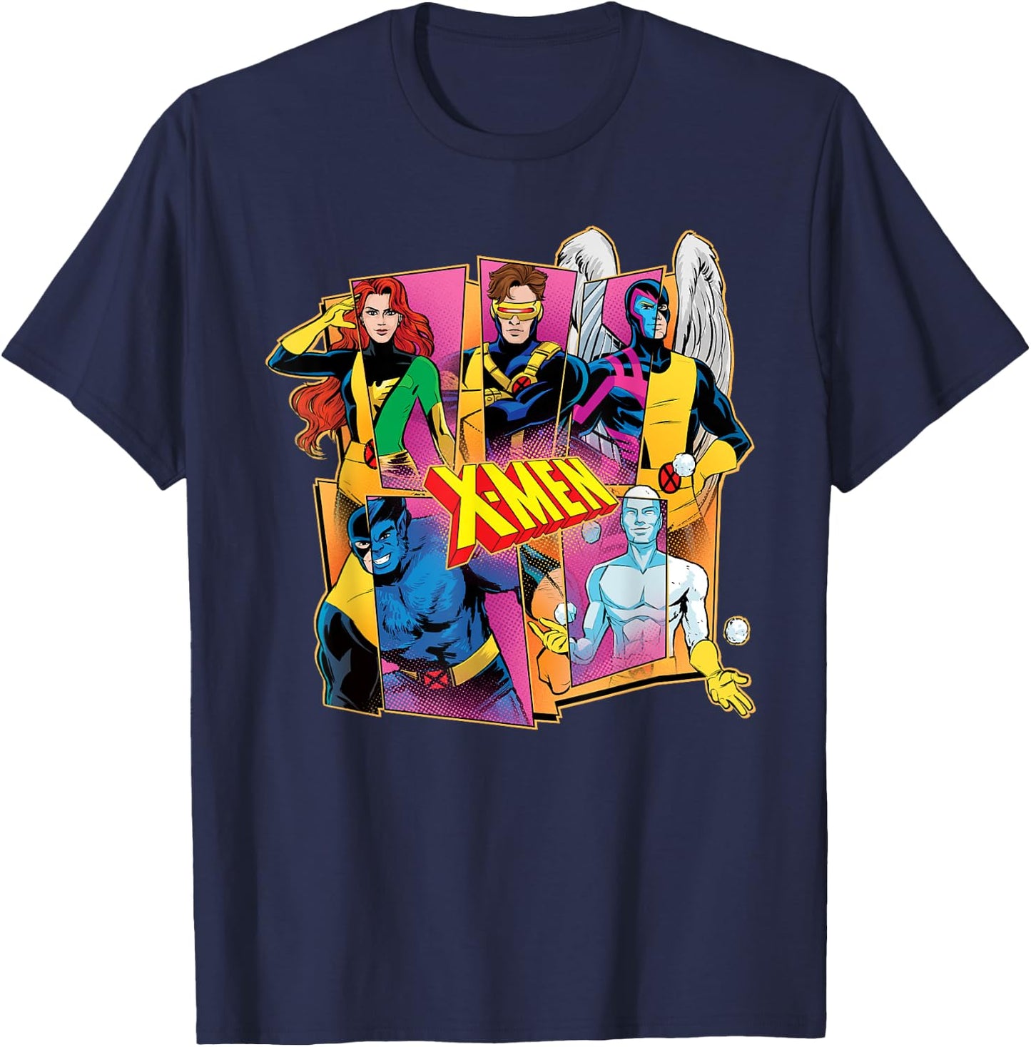 Marvel X-Men Mutant Heroes '60s & '90s Retro Comic Costumes , Black, S T-Shirt - T-Shirt | Navy