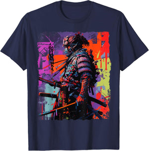 Hip Hop Y2K Vintage Hipster Edgy Urban Streetwear Samurai T-Shirt - T-Shirt | Navy