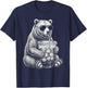 Bear Drinking Iced Coffee Funny Animal Meme Men Women T-Shirt - T-Shirt | Navy