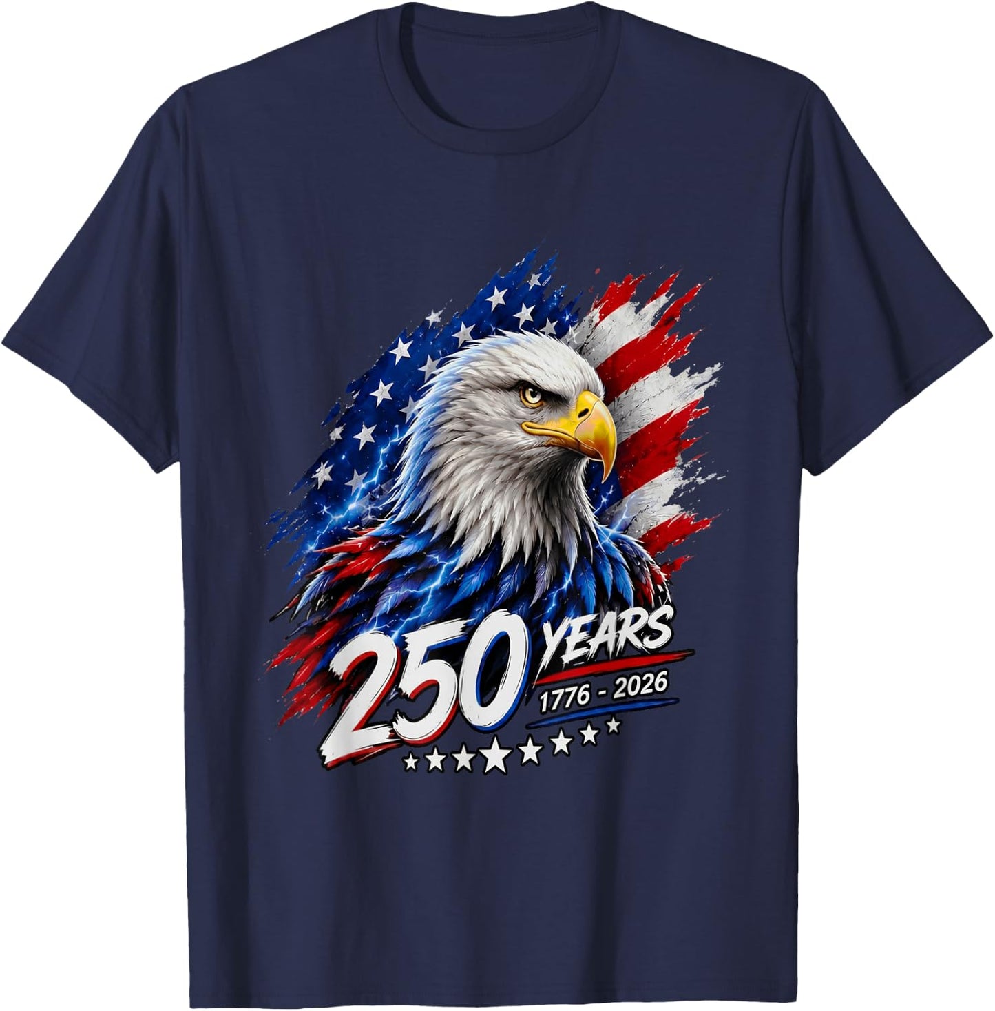 250 Years of American Freedom Patriotic Eagle 1776-2026 USA T-Shirt - T-Shirt | Navy