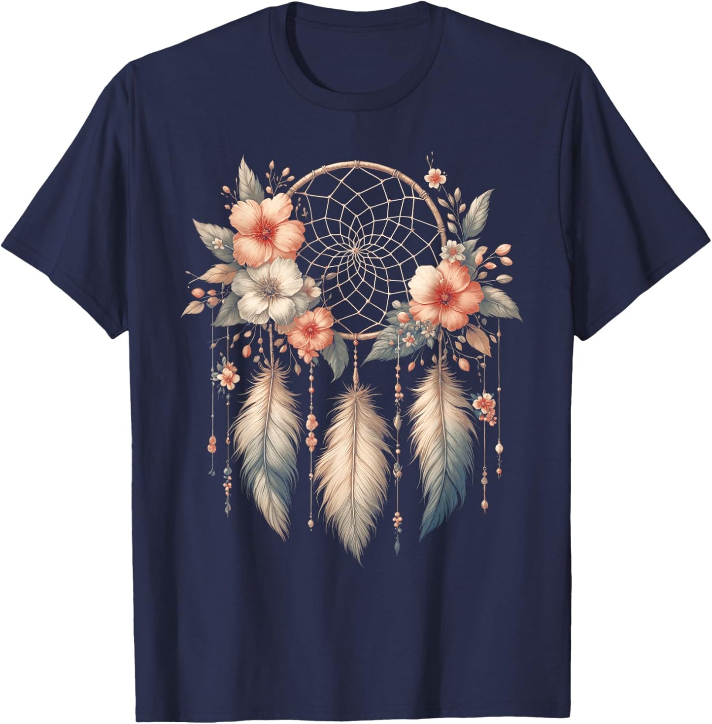 Symbole attrape-rêves cool dans le style art floral de Noël T-Shirt - T-Shirt | Navy