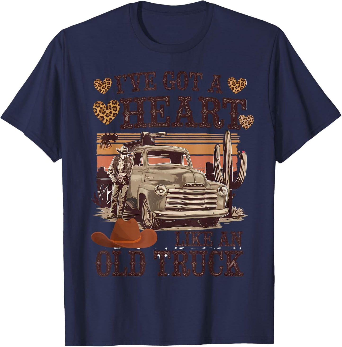 Heart Like an Old Truck - Vintage Western T-Shirt - T-Shirt | Navy