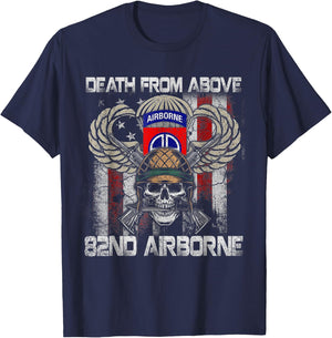 Death From Above 82nd Airborne Division Veteran Vintage Flag T-Shirt - T-Shirt | Navy