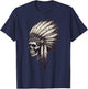 Skull Indian Headdress Shirt, Skull Chief Shirt Indian Skull T-Shirt - T-Shirt | Navy