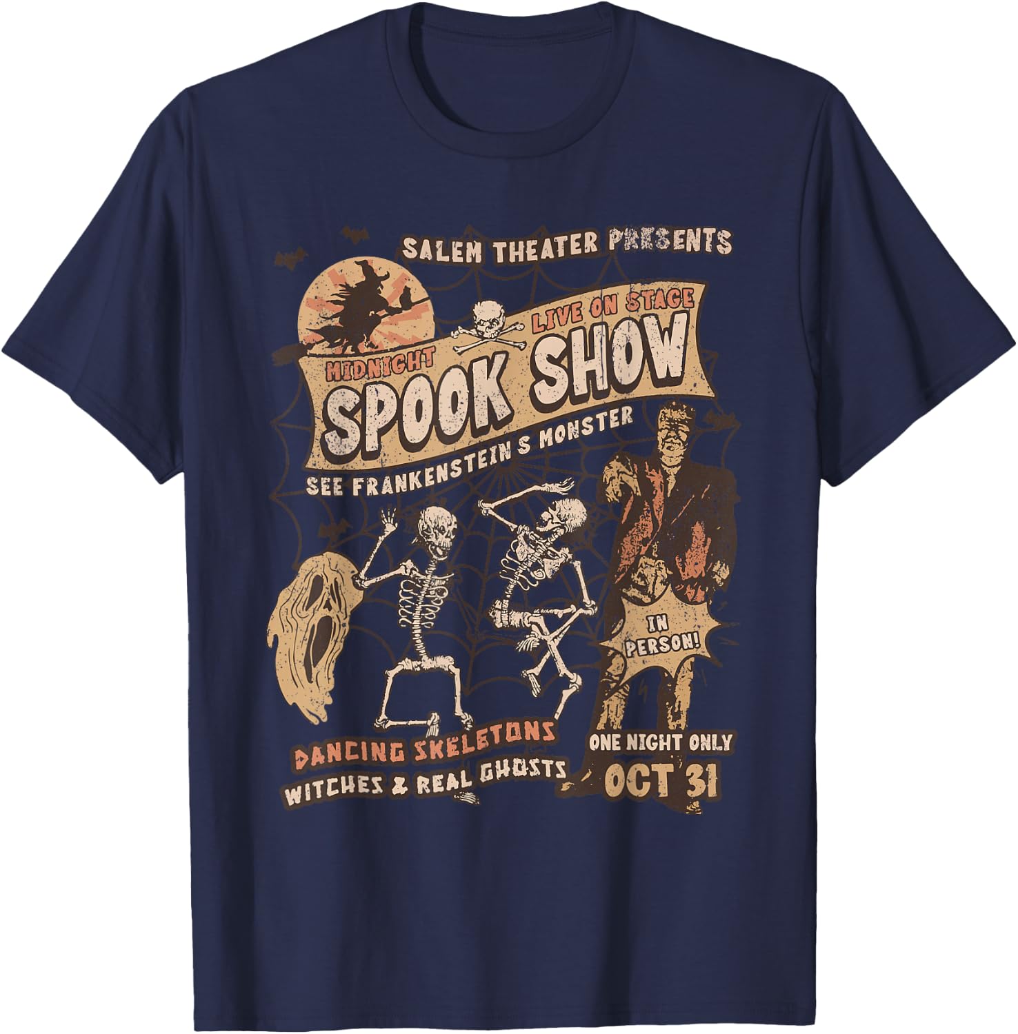 Punk Rock Monster Mummy Horror Movie Fan Halloween Ghosts T-Shirt - T-Shirt | Navy