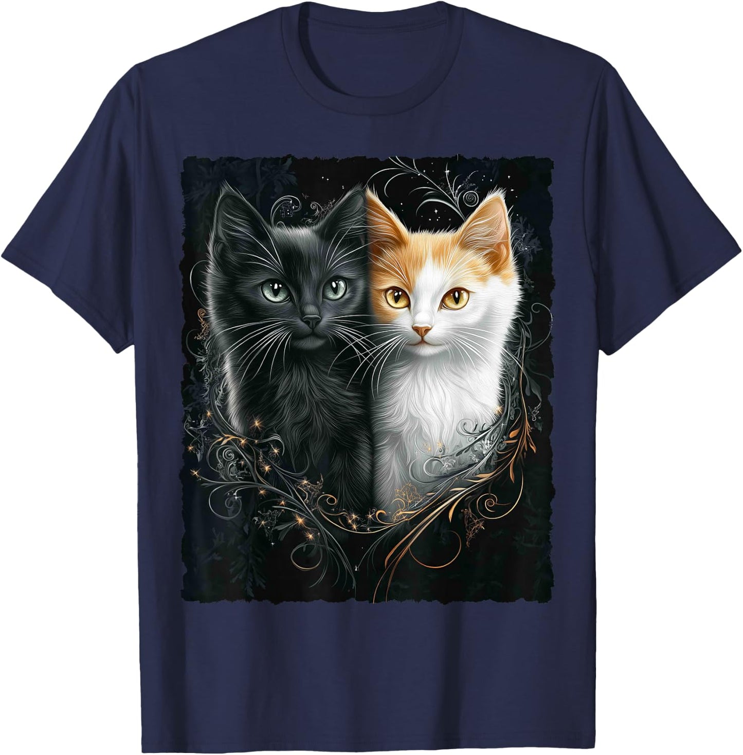 Süße magische Katze Kätzchen Kitten Fantasy Kunst T-Shirt - T-Shirt | Navy