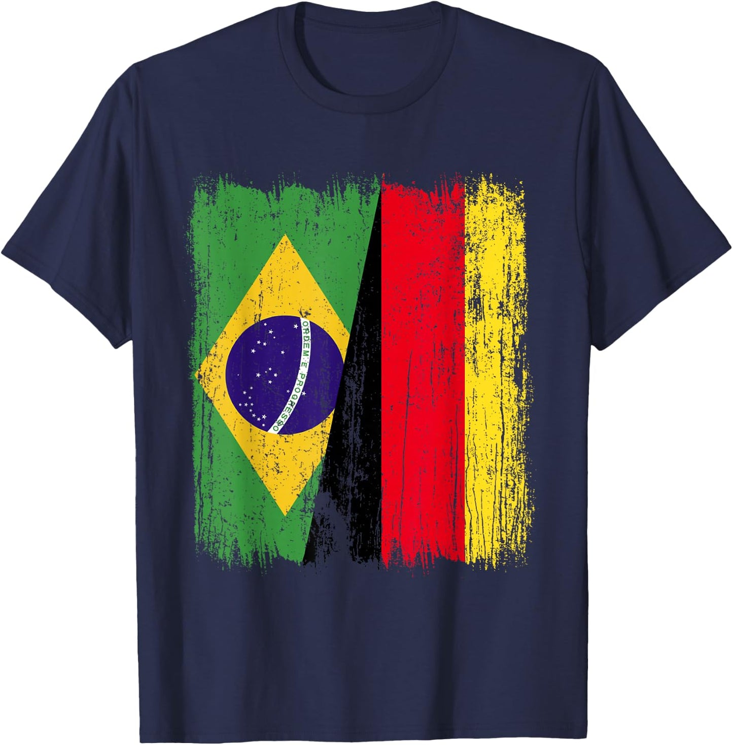 Brazil Germany Half Flag Brazilian German Heritage T-Shirt - T-Shirt | Navy