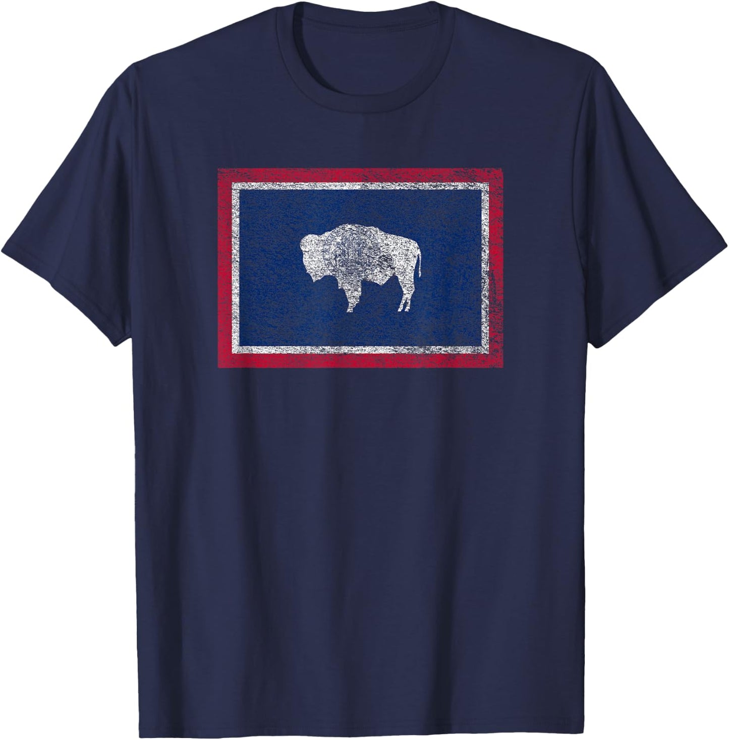 State of Wyoming Flag Bison Cheyenne Jackson Hole T-Shirt - T-Shirt | Navy