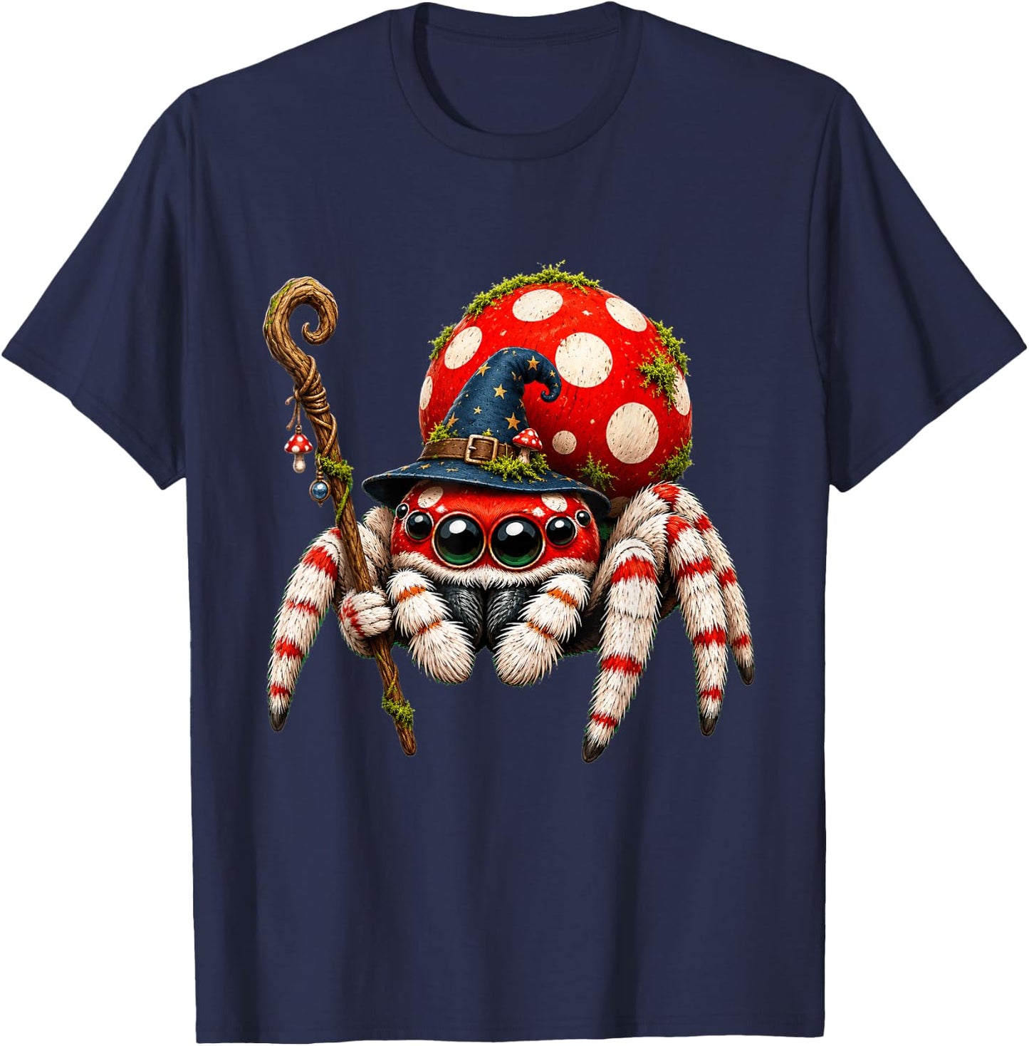 Jumping Spider Arachnid Lover Kawaii T-Shirt - T-Shirt | Navy