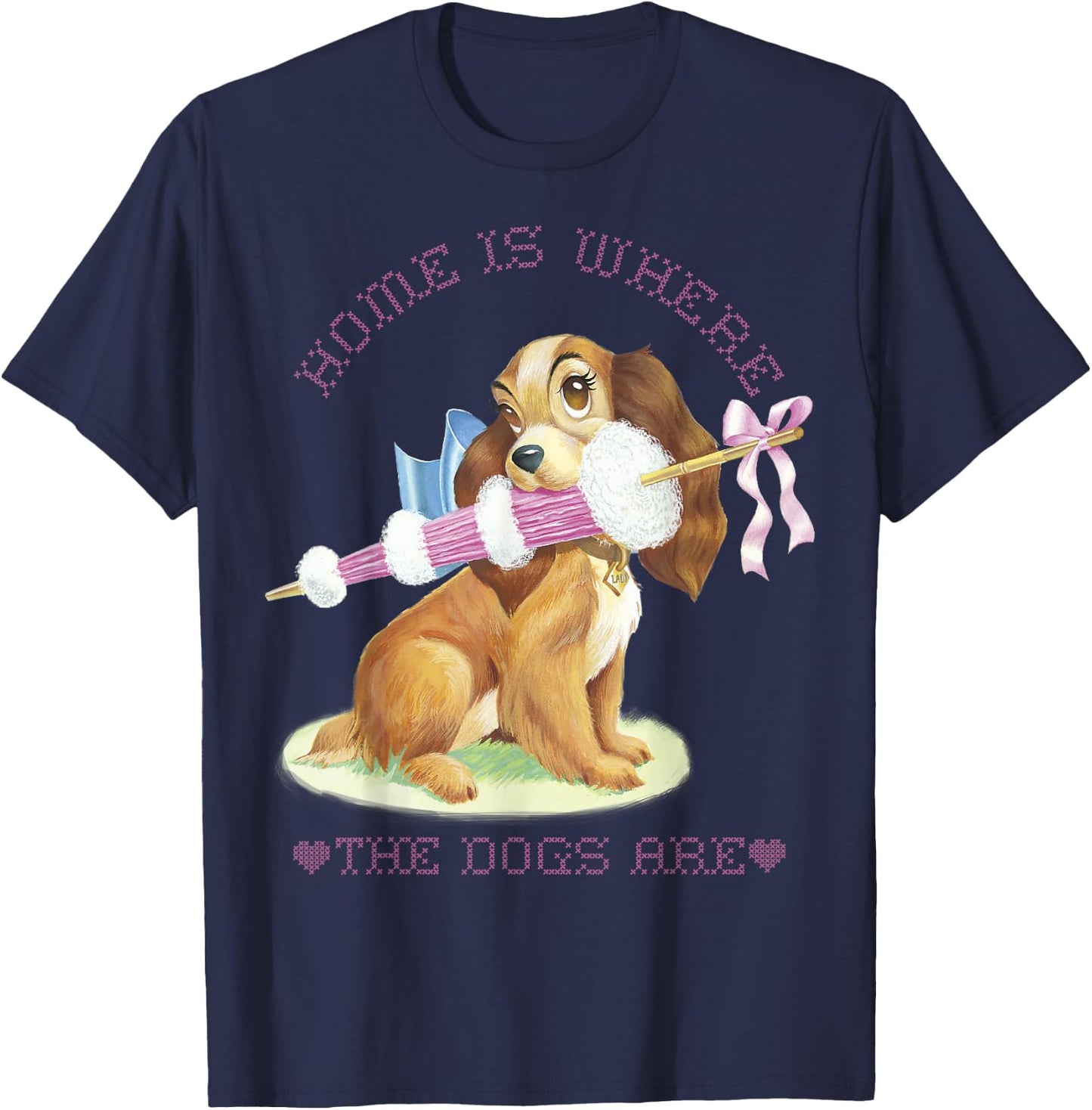 Disney Lady And The Tramp Lady Home Is Where The Dogs Are T-Shirt - T-Shirt | Navy