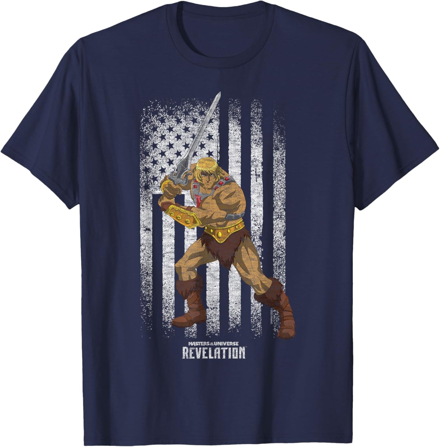 Masters Of The Universe He-Man Distressed Flag , black T-Shirt - T-Shirt | Navy