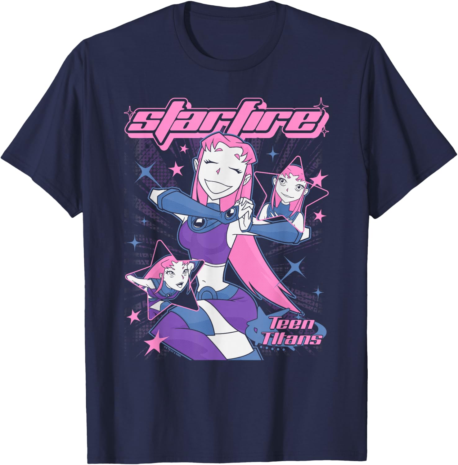DC Comics Teen Titans Starfire Y2K Style Joyful Portrait T-Shirt - T-Shirt | Navy