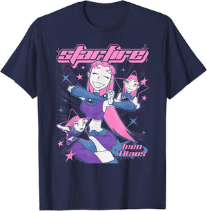 DC Comics Teen Titans Starfire Y2K Style Joyful Portrait T-Shirt - T-Shirt | Navy