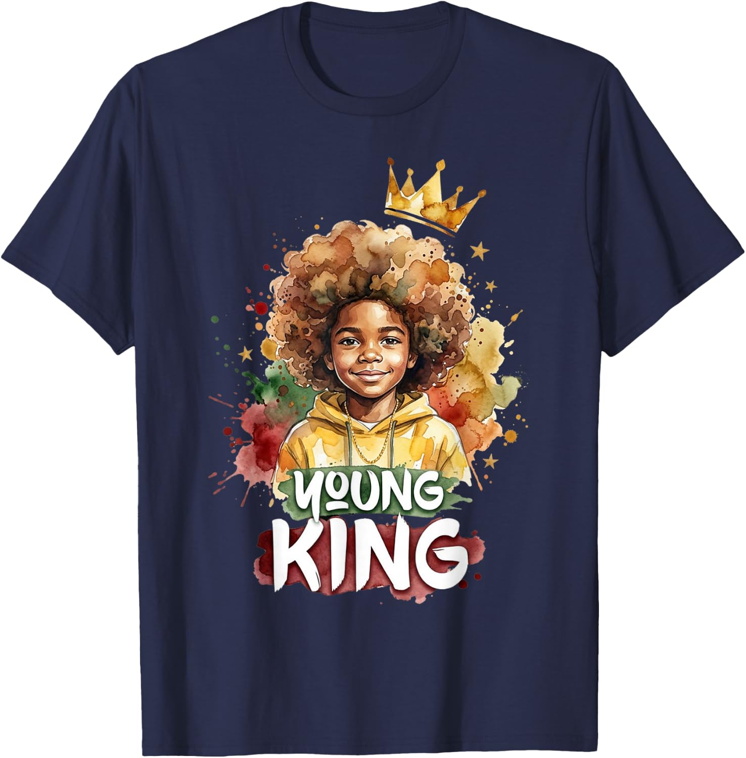 Black Young King Black History Month Juneteenth Kids Boys T-Shirt - T-Shirt | Navy