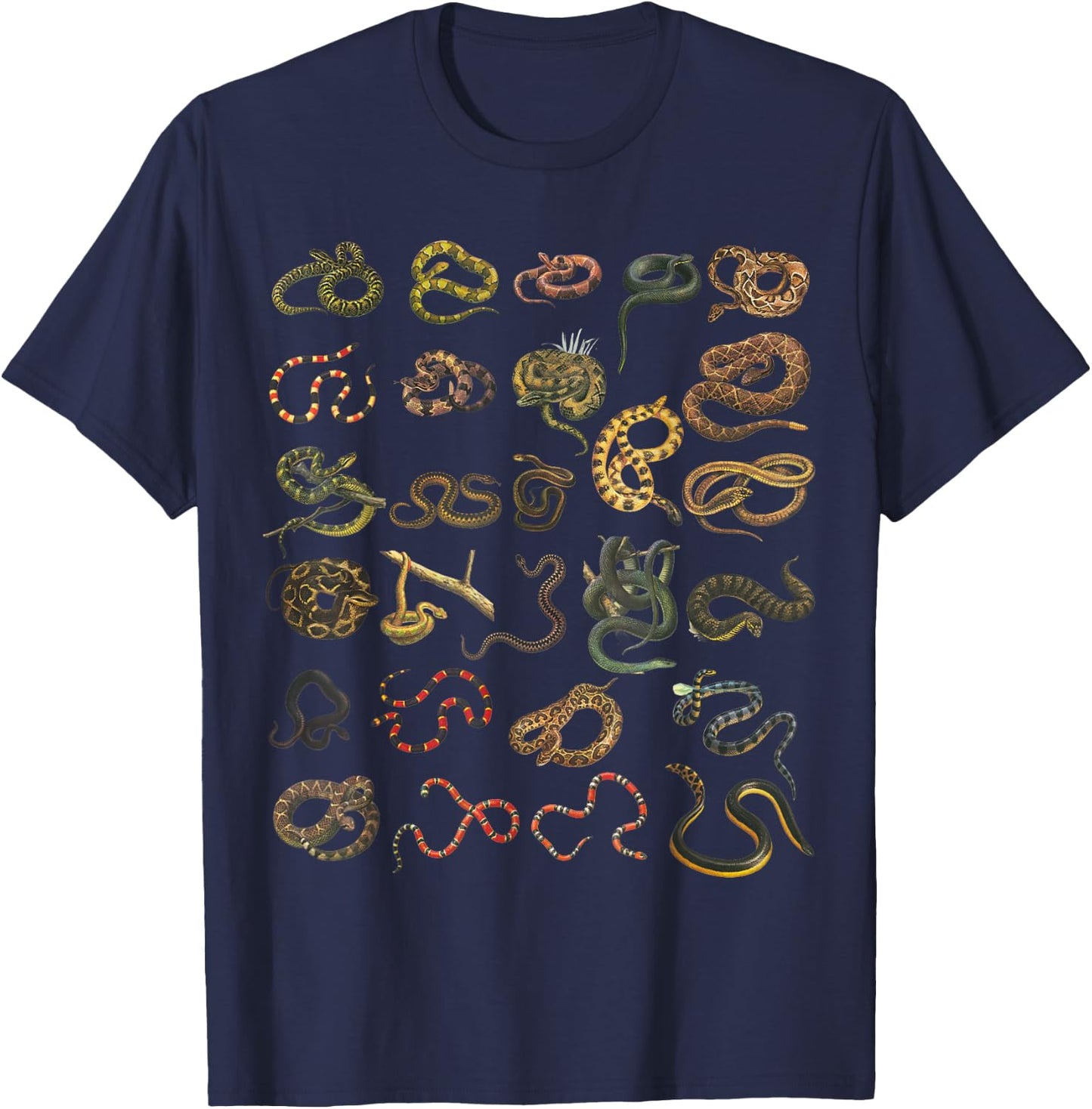 Different Types Of Snakes Educational Herpetologist Serpent T-Shirt - T-Shirt | Navy