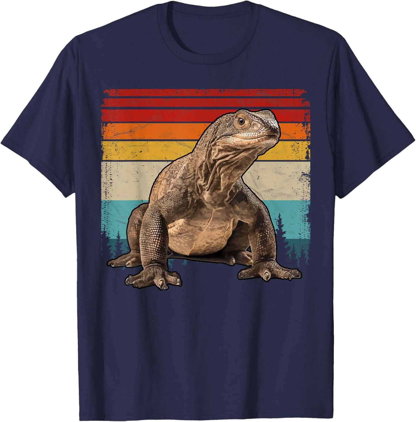 Vintage Distressed Retro Style Cool Komodo Dragon T-Shirt - T-Shirt | Navy