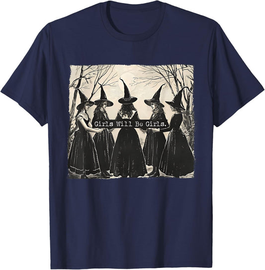 Girl Will Be Girl, Funny Witch, Witchy Vibes T-Shirt - T-Shirt | Navy