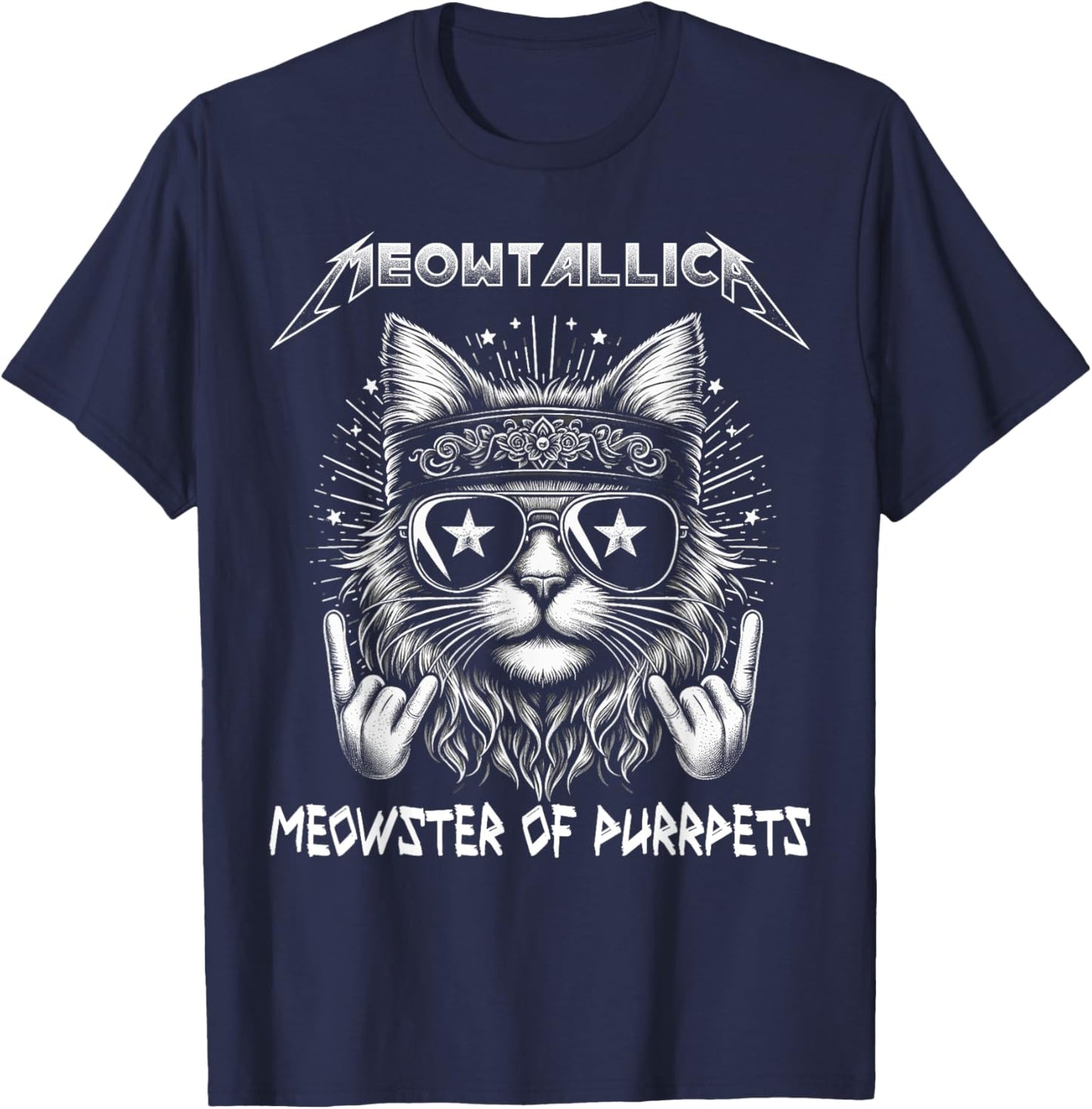 Meowtallica Meowster Of Purrpets - Funny Cat Women Kids T-Shirt - T-Shirt | Navy