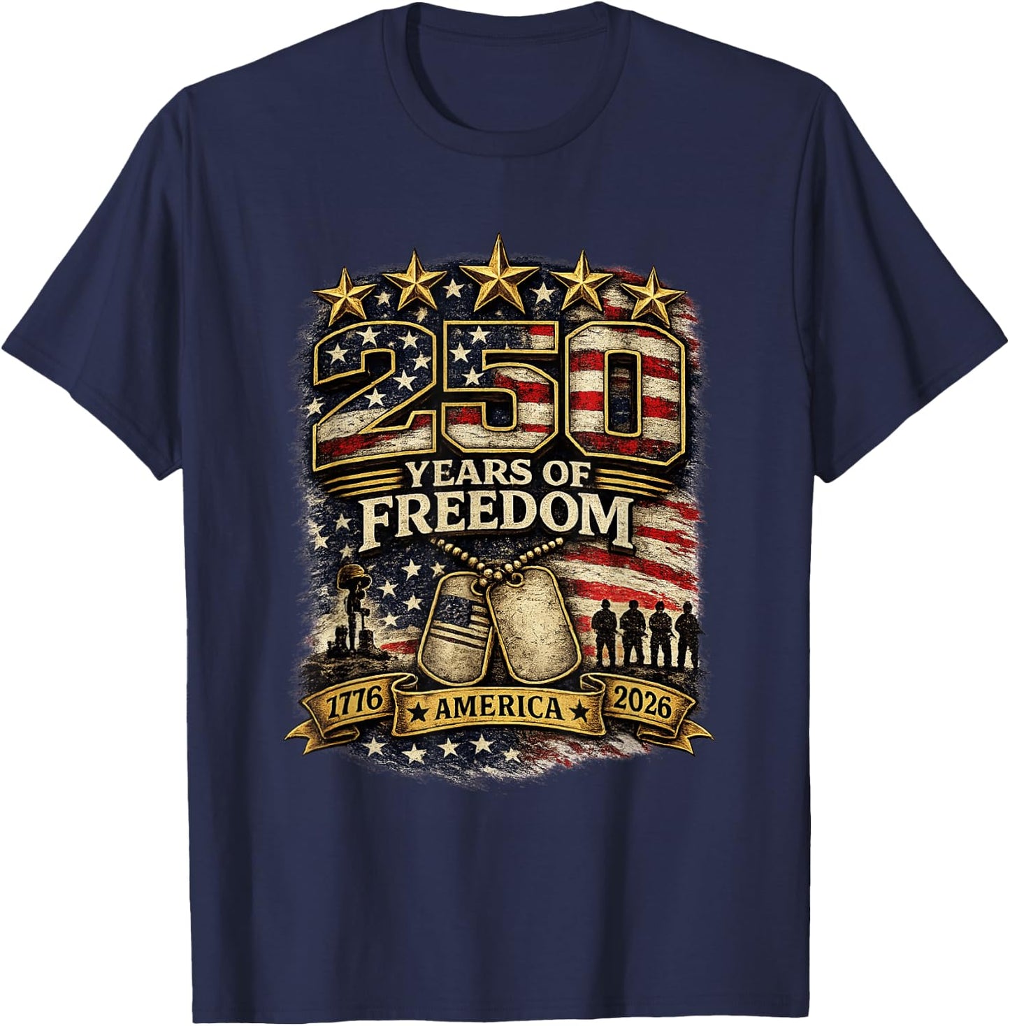 250 America Liberty July 4 T-Shirt - T-Shirt | Navy