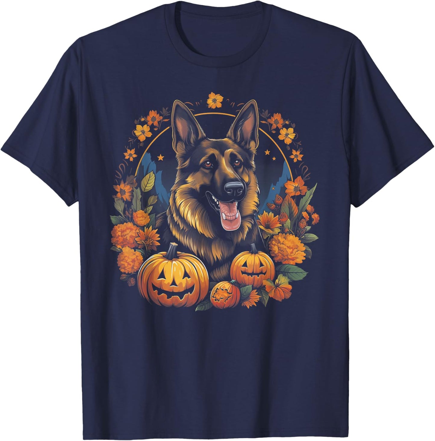 German Shepherd Dog - Pumpkin Thanksgiving Fall Halloween T-Shirt - T-Shirt | Navy