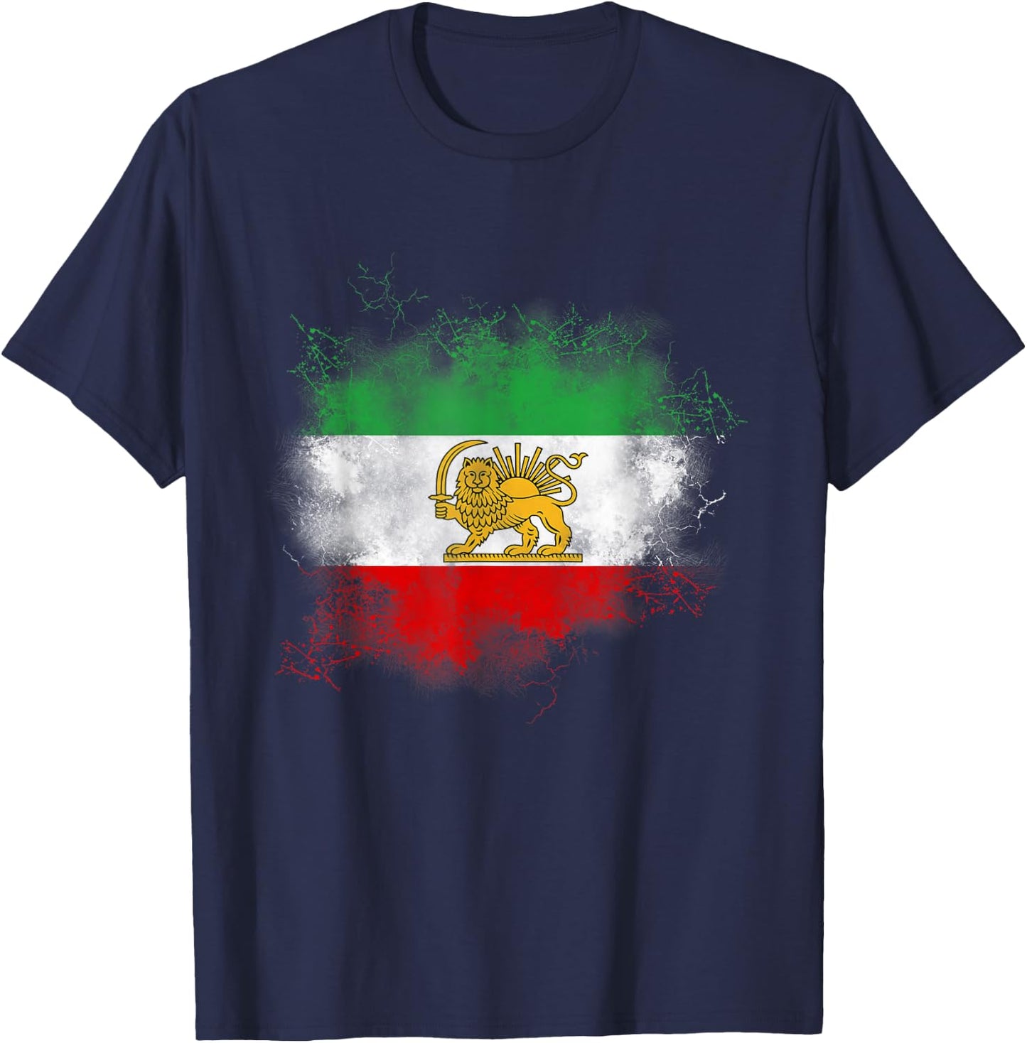 Iranian flag, Iran lion, Persian flag, Iran. , Black, S T-Shirt - T-Shirt | Navy