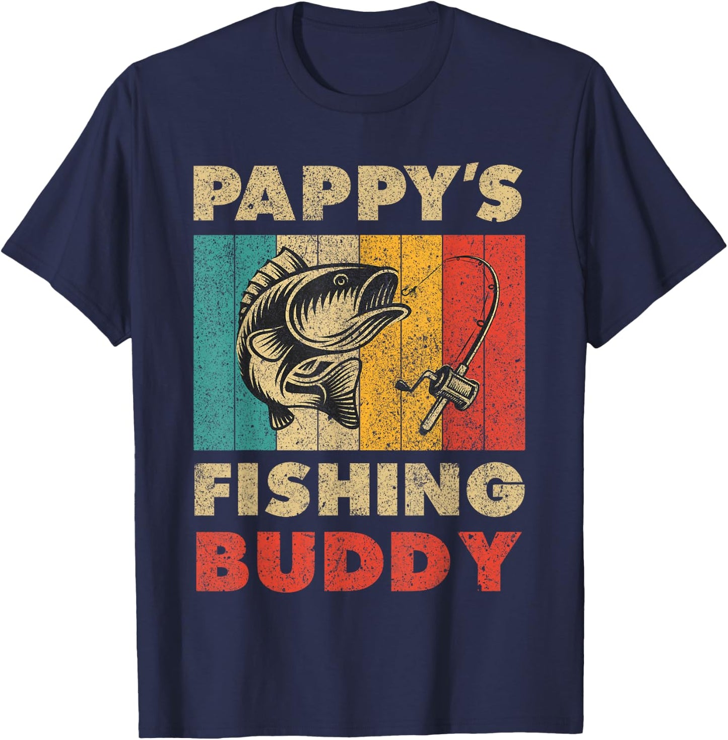 Funny Fishing Pappy's Fishing Buddy Vintage Fishing T-Shirt - T-Shirt | Navy