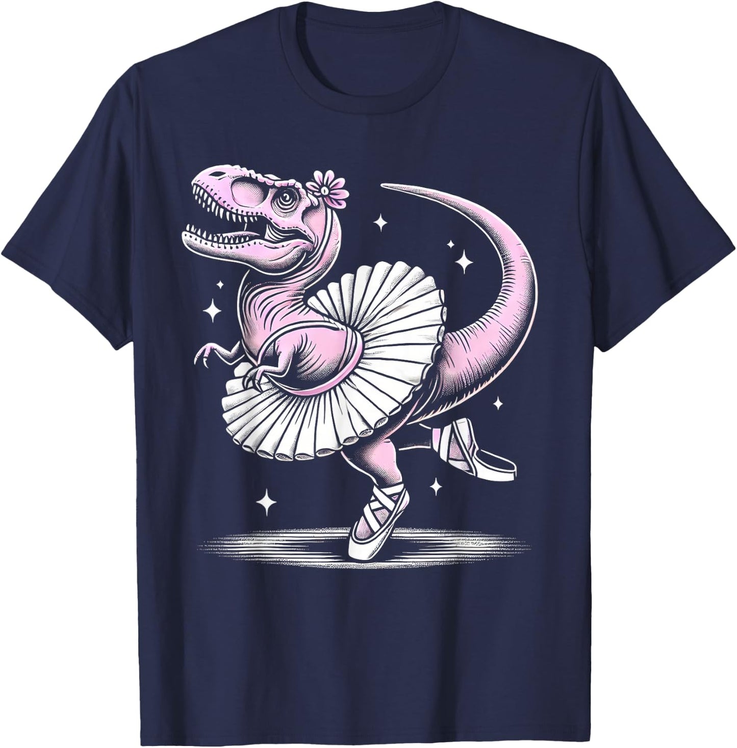 Ballet Dancing T-Rex in Tutu and Slippers T-Shirt - T-Shirt | Navy