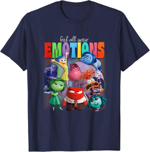 Disney Pixar Inside Out 2 Feel All Your Emotions Vintage , Black, S T-Shirt - T-Shirt | Navy