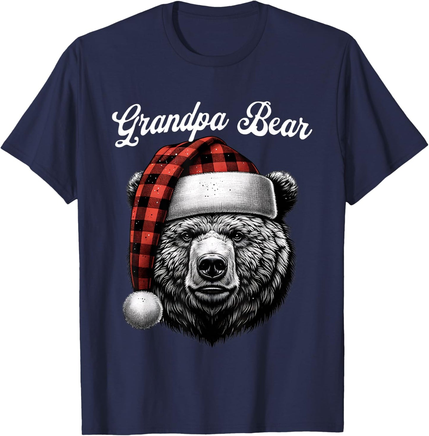 Grandpa Bear Christmas Red Buffalo Family Matching Christmas T-Shirt - T-Shirt | Navy