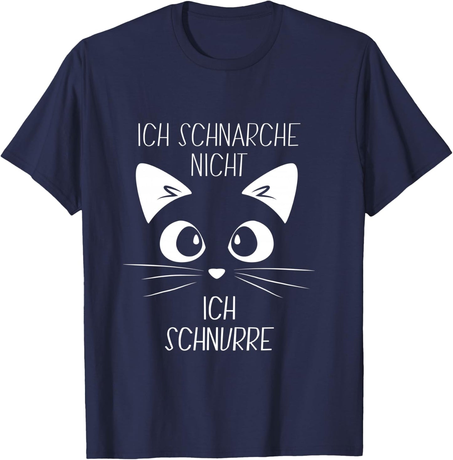Sleep Shirt with German Text "Ich Schnarche Nicht, ich schnurre" Cat Long-Sleeved Shirt T-Shirt - T-Shirt | Navy