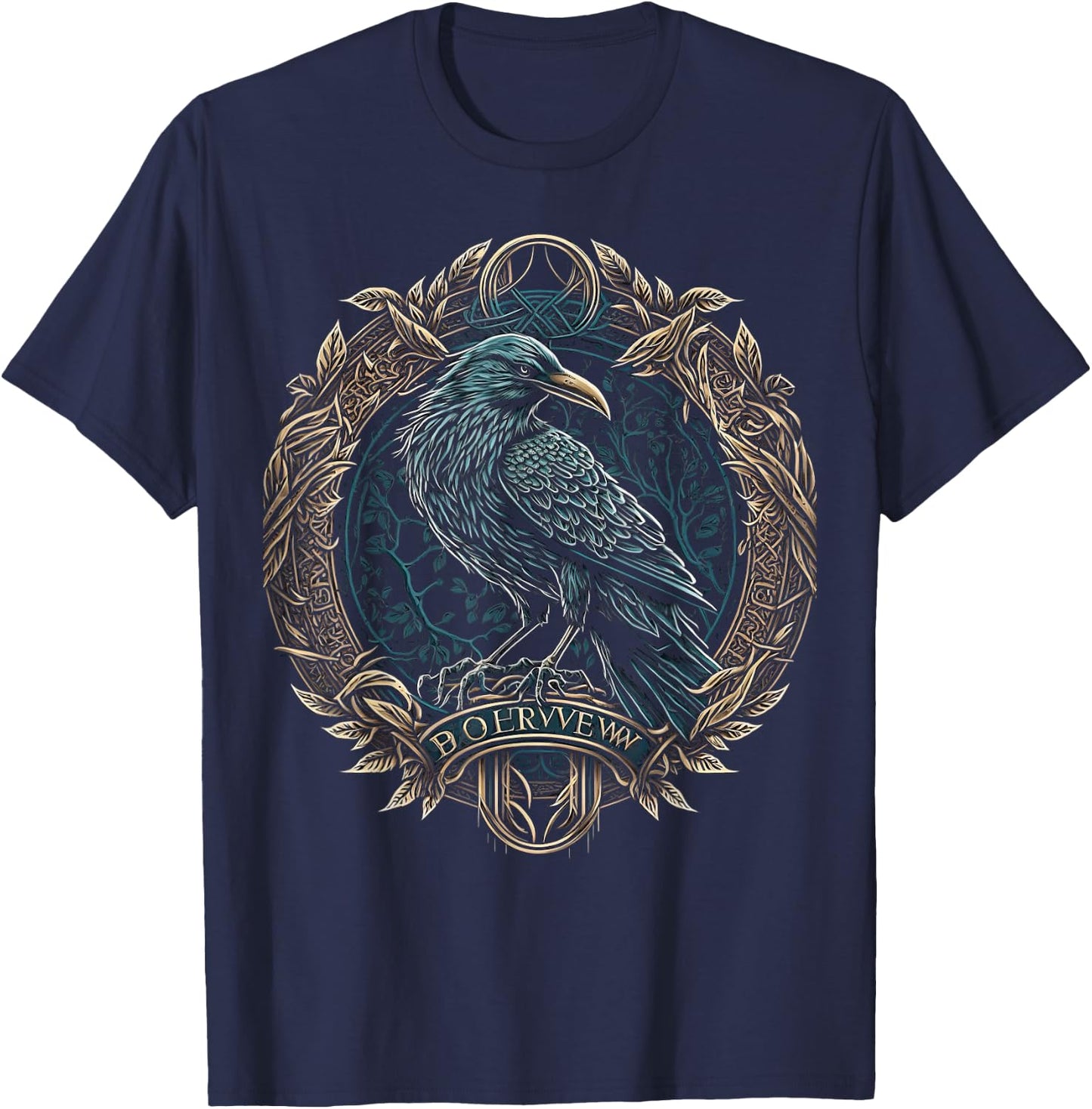 Odin's Raven Viking Norse Runes Nordmann Mythology T-Shirt - T-Shirt | Navy