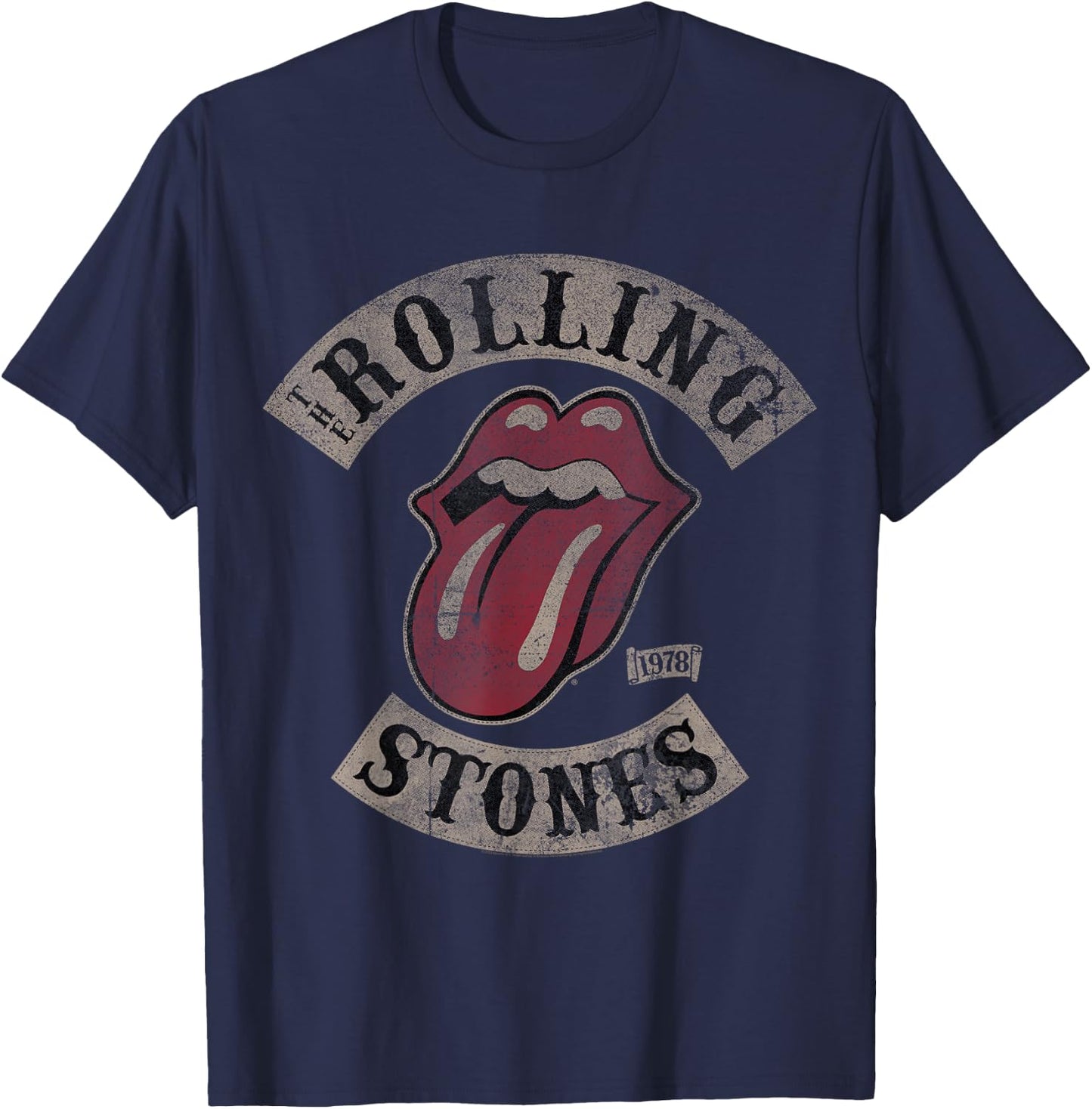 Official The Rolling Stones Vintage Tour 1978 Grey T-Shirt - T-Shirt | Navy