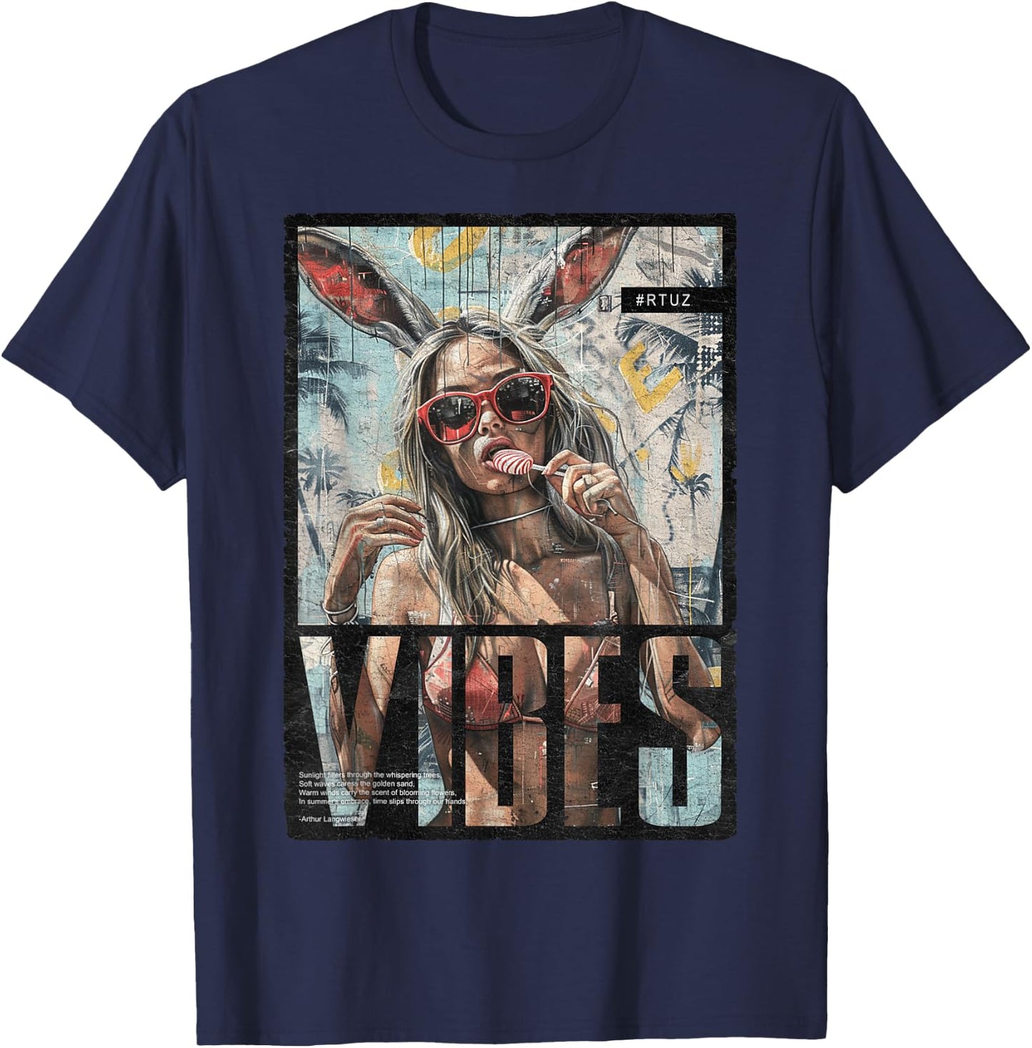 Vintage Girl Magazine Cover Template Sexy Pin-up , Black, S T-Shirt - T-Shirt | Navy