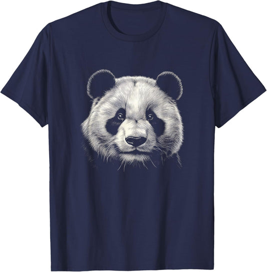 Panda Bear Face Graphic Art Design T-Shirt - T-Shirt | Navy