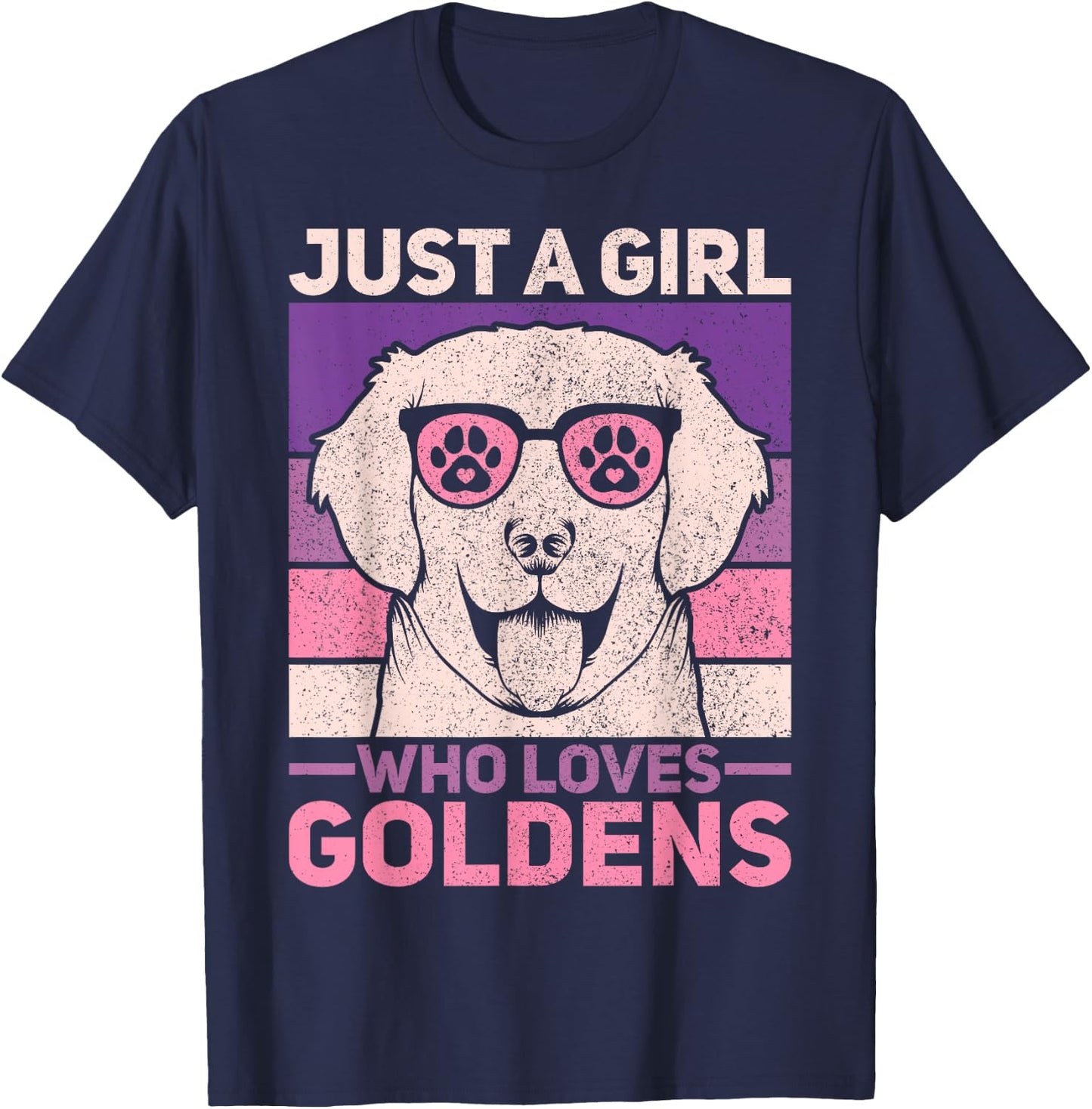 Just A Girl Who Loves Goldens Dog Lover Pet Golden Retriever T-Shirt - T-Shirt | Navy