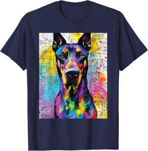 Colorful Doberman Art - Dog Owner Canine Lover Pet Trainer T-Shirt - T-Shirt | Navy