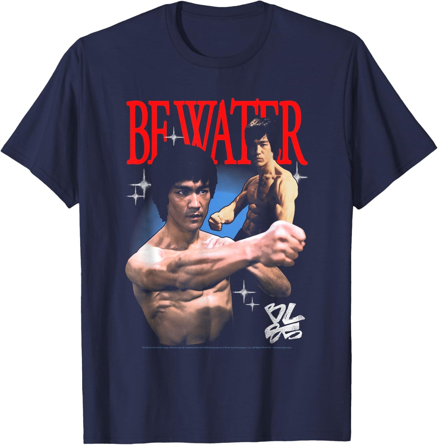 Bruce Lee Be Water Retro Martial Arts Poses Retro Movie T-Shirt - T-Shirt | Navy