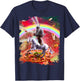 Laser Eyes Space Cat On Sloth Unicorn - Rainbow T-Shirt - T-Shirt | Navy